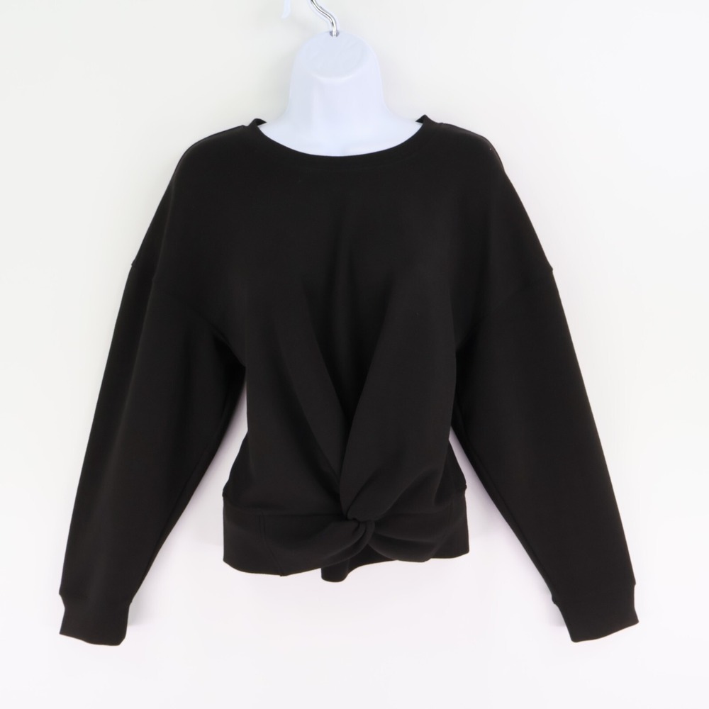 For The Republic Pullover Sweatshirt‎ Womens L Black Gathered Front Soft Stretch